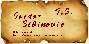 Isidor Sibinović vizit kartica